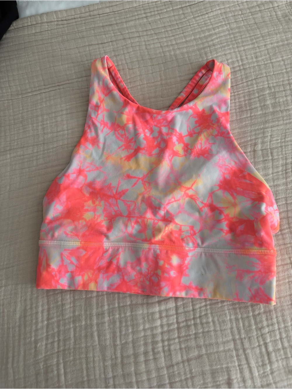lululemon pink and yellow tie-dye sports underwear waistband